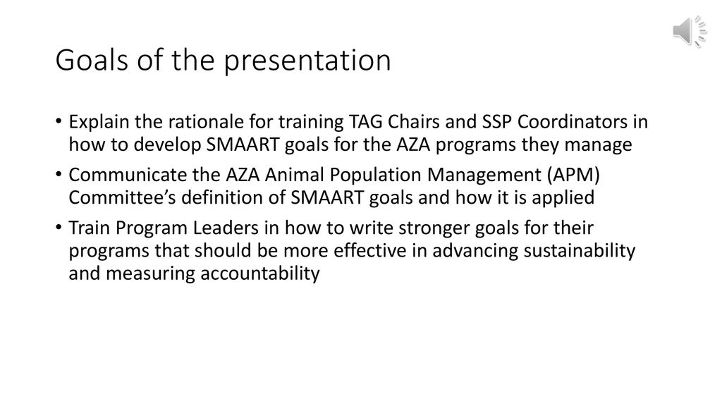 Developing SMAART Goals for AZA Animal Programs ppt download